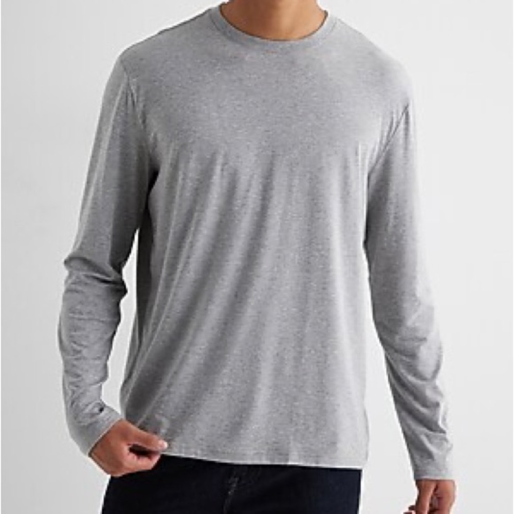 Express Gray Long Sleeve Slim Supersoft Stretch Tee M